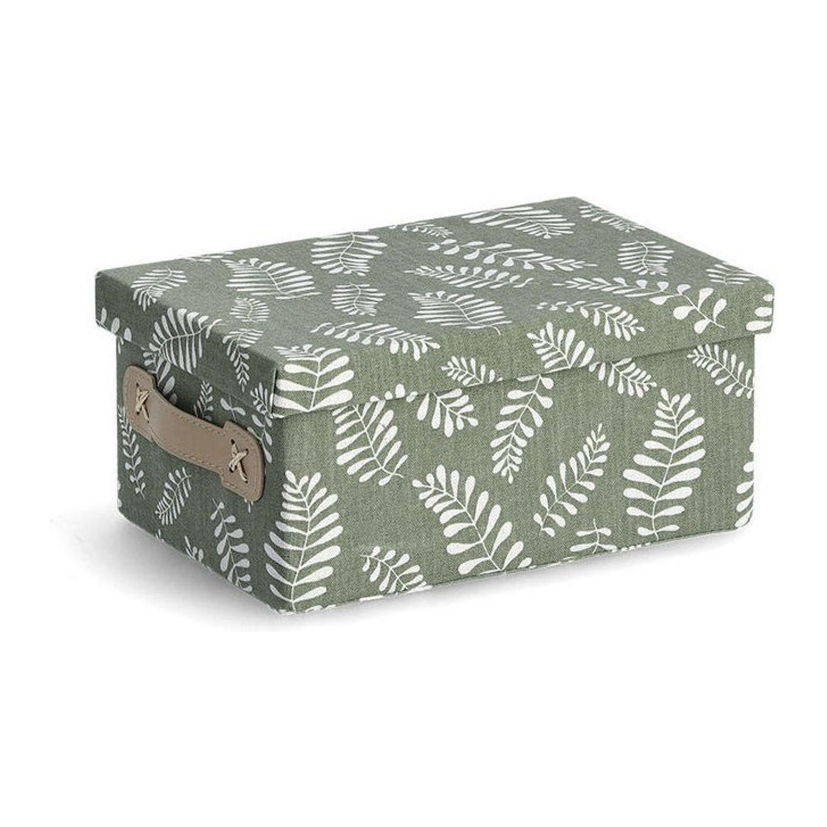 Zeller Aufbewahrungsbox Leaves mit Deckel aus Baumwolle in Grün mit floralem Muster, B/T/H: 19,5 x 13 x 19,5 cm - Bild 4