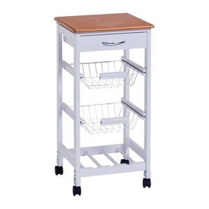 Zeller Küchenrollwagen mit Bambus-Dekor in Weiß und Braun, B/T/H: 36 x 36 x 76 cm