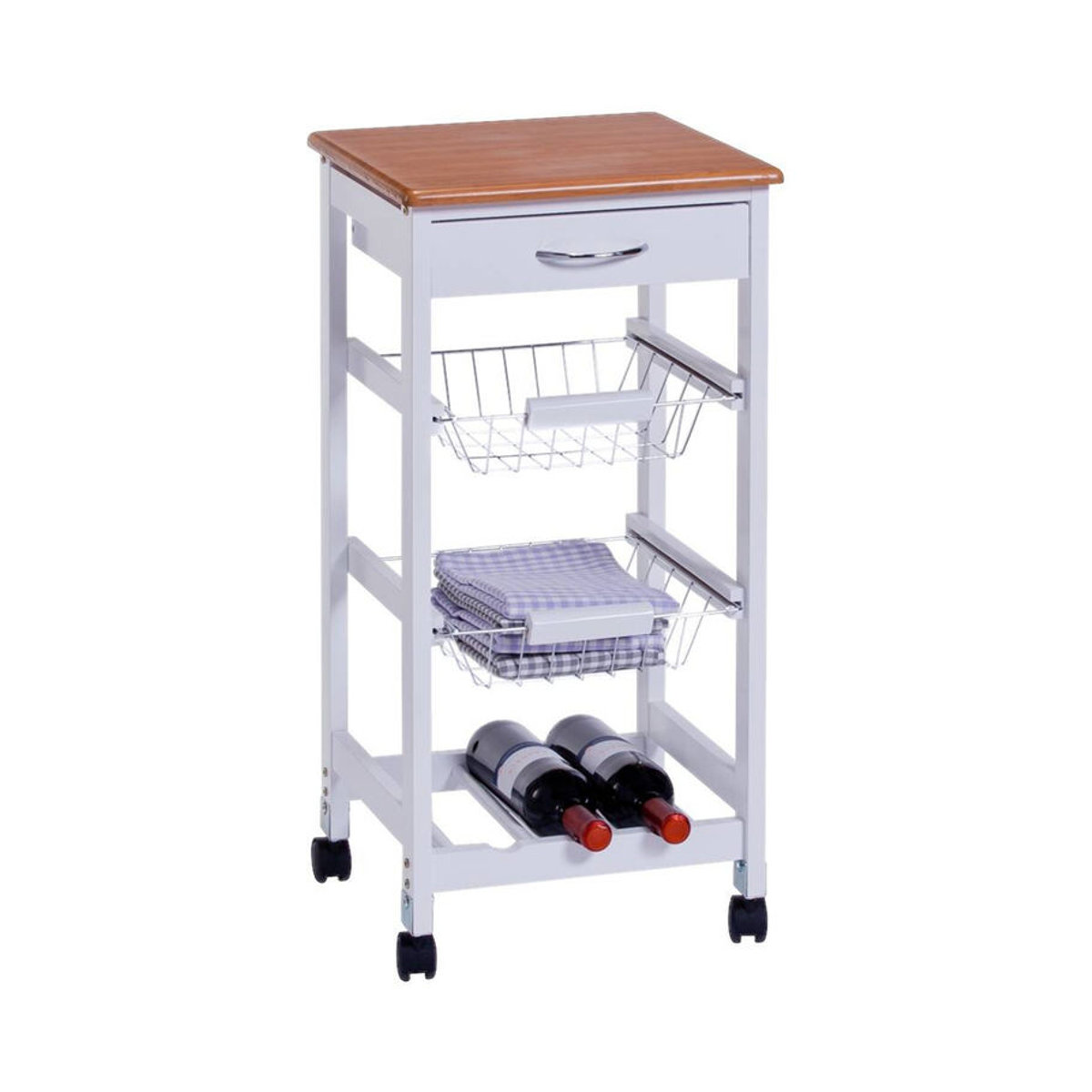 Zeller Küchenrollwagen mit Bambus-Dekor in Weiß und Braun, B/T/H: 36 x 36 x 76 cm - Bild 2