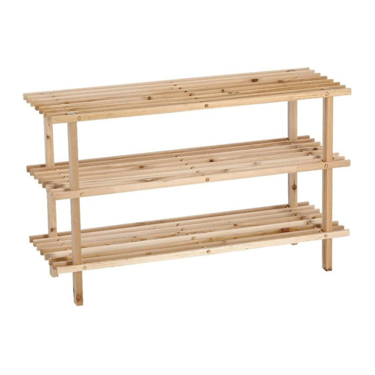 Zeller Schuhbank aus Kiefer Holz in Natur mit 3 Ablagen im skandinavischen Design B/H/T: 80 x 50 x 26 cm - Bild 1
