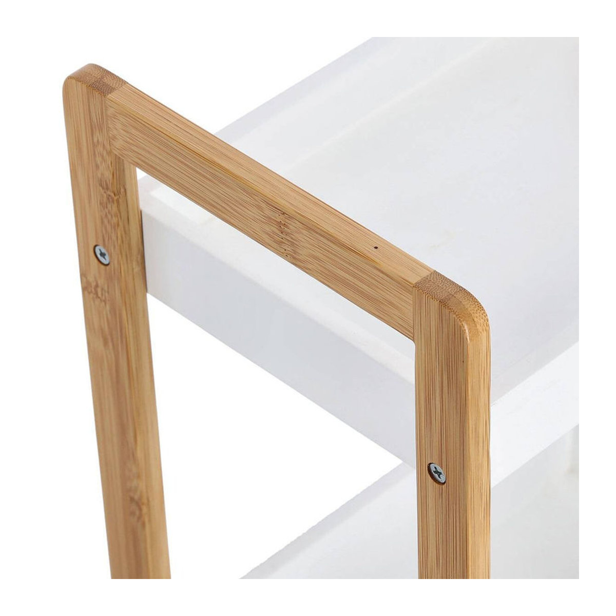 Zeller Standregal aus Bambus und Metall in Weiß, Modernes Bücherregal mit drei Körben, B/H/T: 28 x 74 x 20 cm - Bild 1