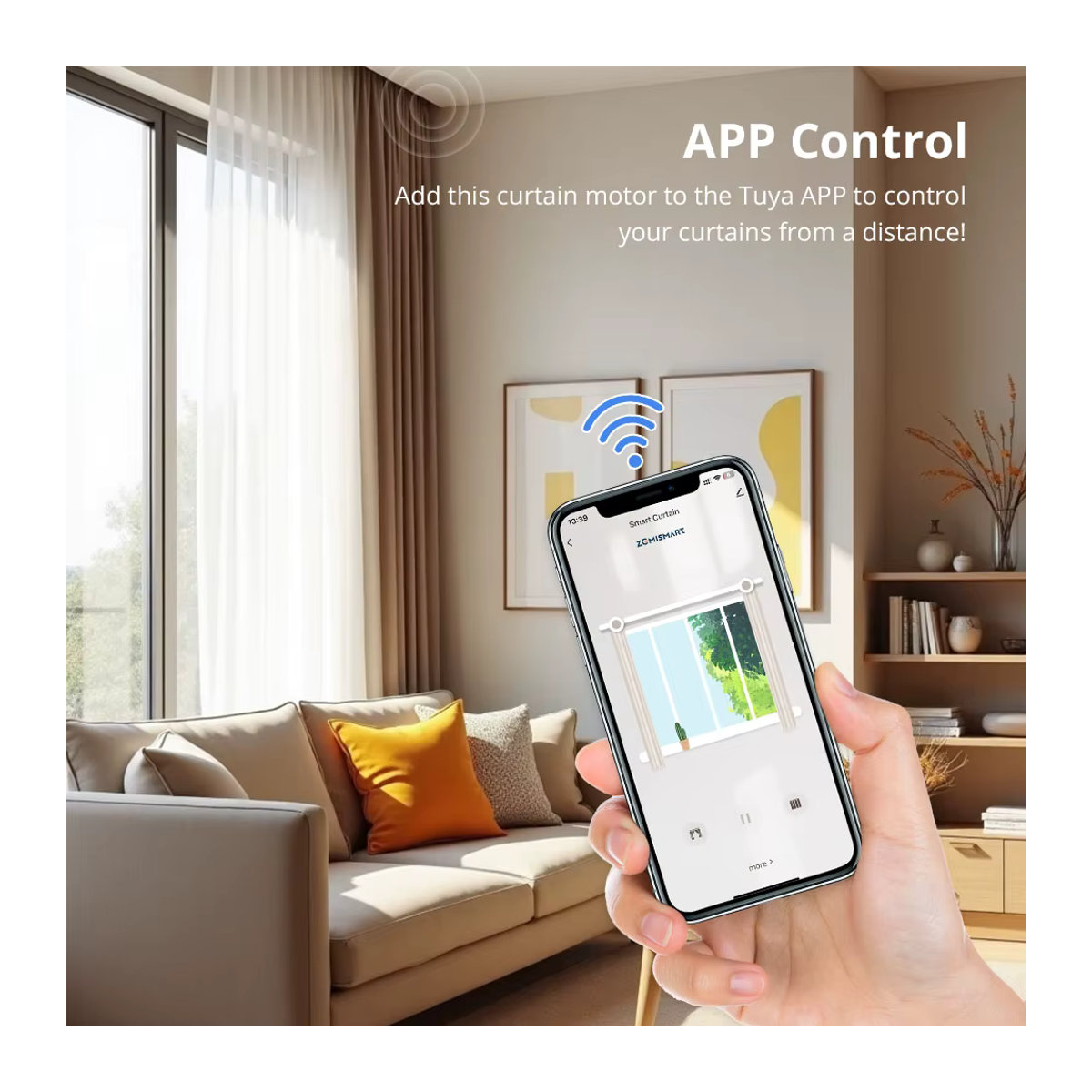 Zemismart WiFi Smart Vorhangmotor mit elektrischer Vorhangschiene und RF-Fernbedienung in Weiß, kompatibel mit Tuya, Alexa, Echo und Yandex Alice Sprachsteuerung - Bild 2