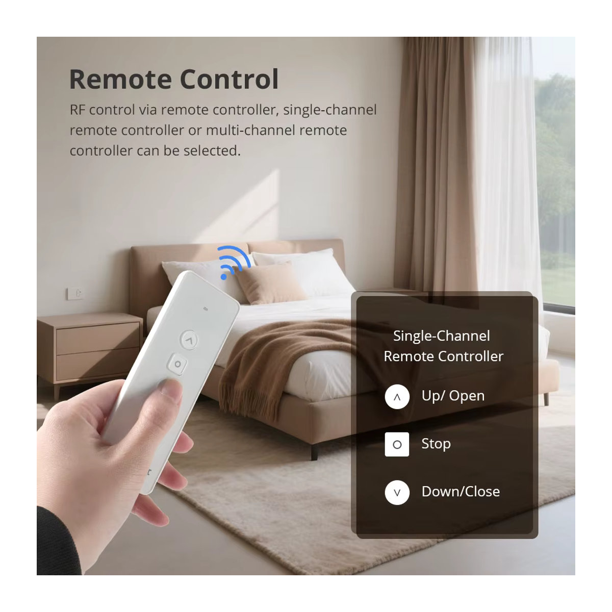 Zemismart WiFi Smart Vorhangmotor mit elektrischer Vorhangschiene und RF-Fernbedienung in Weiß, kompatibel mit Tuya, Alexa, Echo und Yandex Alice Sprachsteuerung - Bild 3