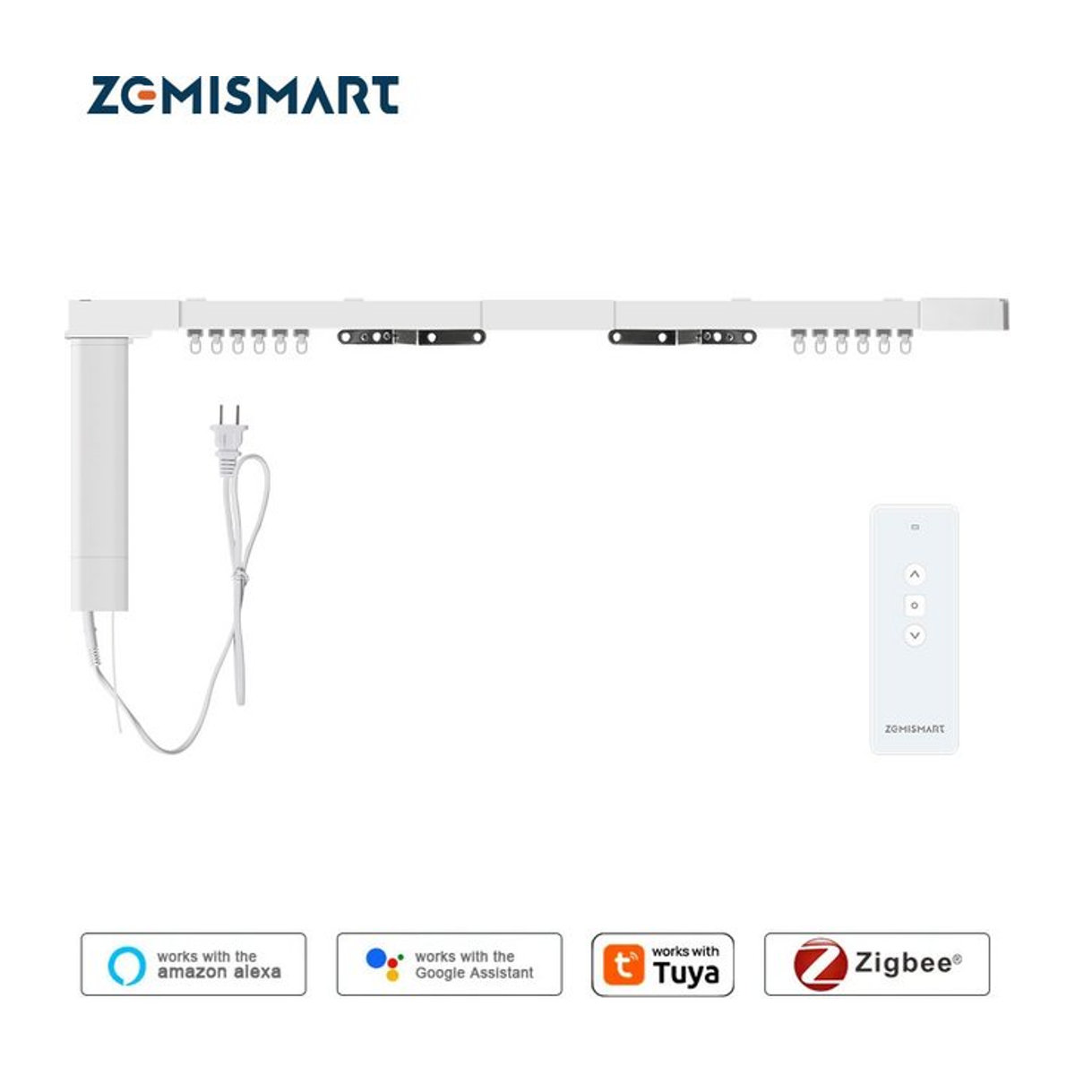 Zemismart Zigbee 3.0 Smart Vorhangschiene mit Tuya Zigbee Hub, kompatibel mit SmartThings, Alexa und Google Home Assistant, Farbe: Weiß - Bild 1