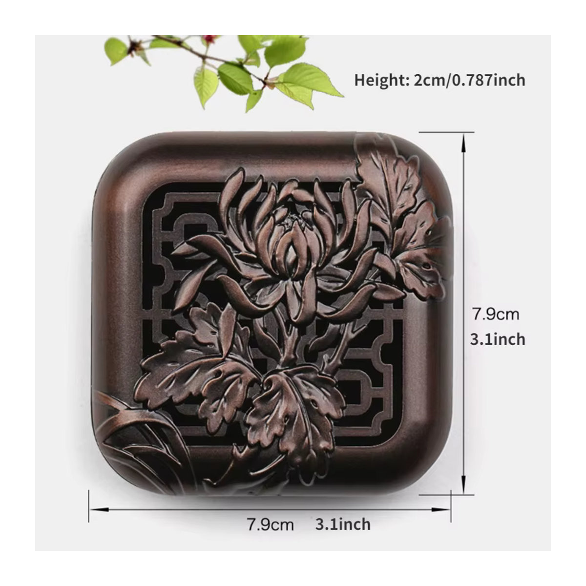 Zen Mini-Räuchergefäß aus Legierung mit floralem Design für Sandelholz - Bild 2