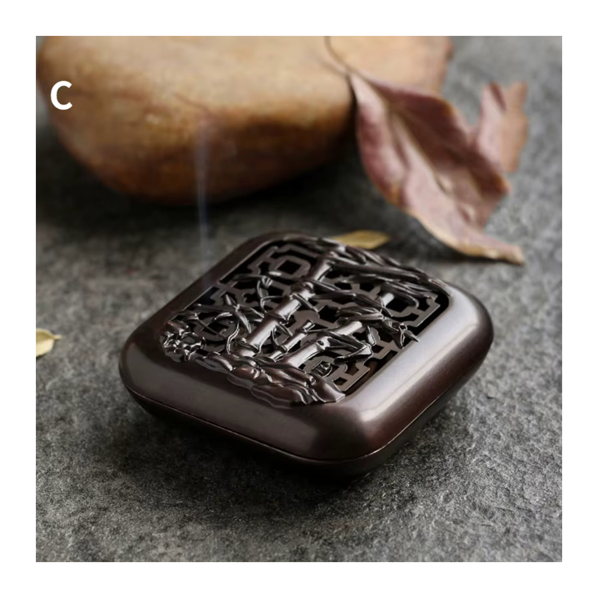 Zen Mini-Räuchergefäß aus Legierung mit floralem Design für Sandelholz - Bild 3