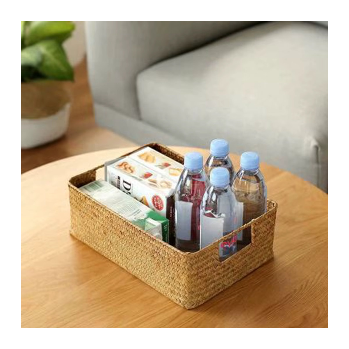 Zerolife Aufbewahrungskorb aus Seegras und Rattan in Braun, rechteckiger Weidenkorb im Bohemian-Stil für deine Dekoration oder Küche - Bild 6