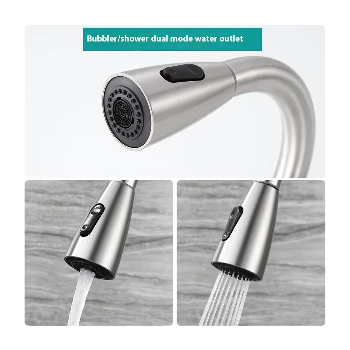 ZEXEF Gelenk-Wasserhahn aus Edelstahl 304 in Schwarz mit herausziehbarer Auslauf und 360-Grad-Drehung für die Einlochmontage an der Küchenspüle - Bild 4