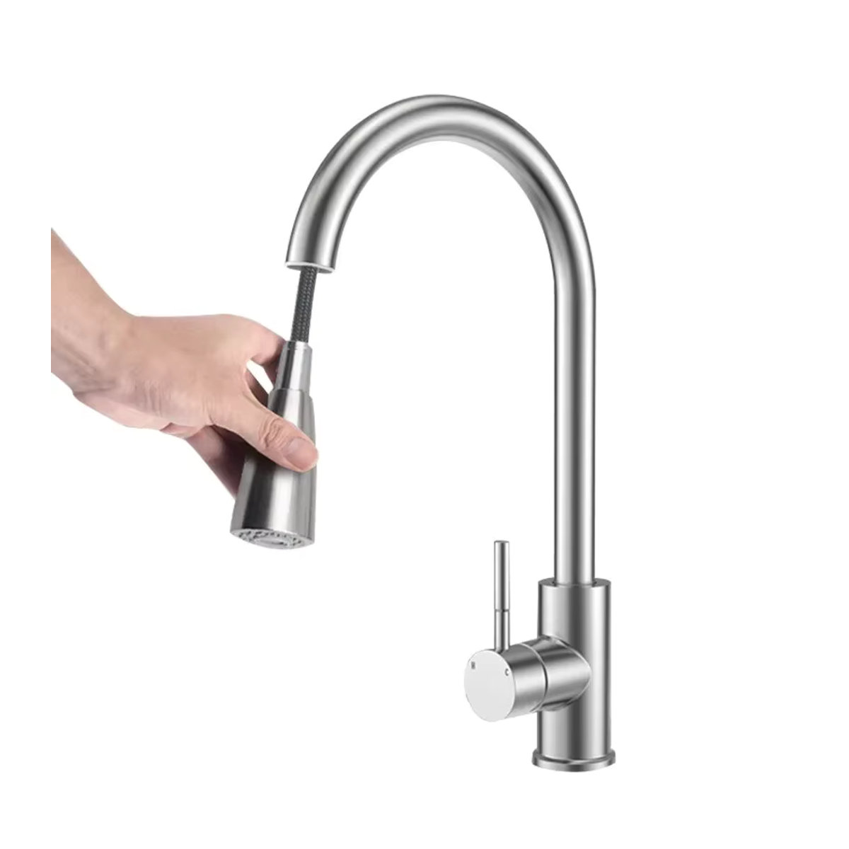 ZEXEF Gelenk-Wasserhahn aus Edelstahl 304 in Schwarz mit herausziehbarer Auslauf und 360-Grad-Drehung für die Einlochmontage an der Küchenspüle - Bild 5