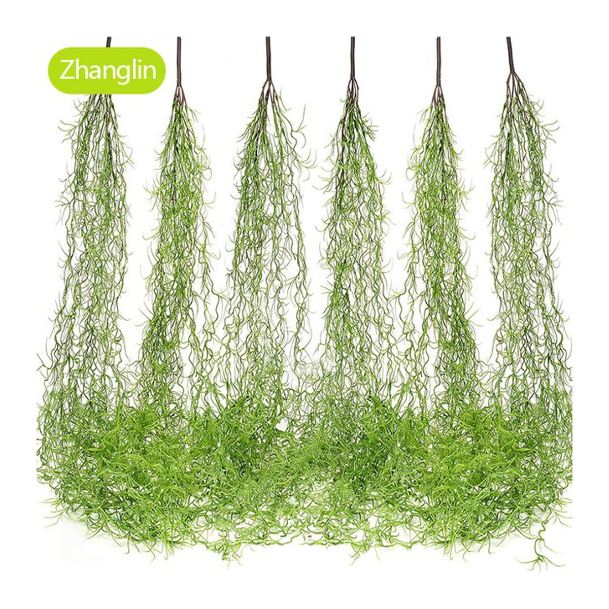 Zhanglin Künstliche Hängepflanze in Grün und Weiß mit Moos, Efeu, Farn und Reben, 85 cm Höhe - Bild 1