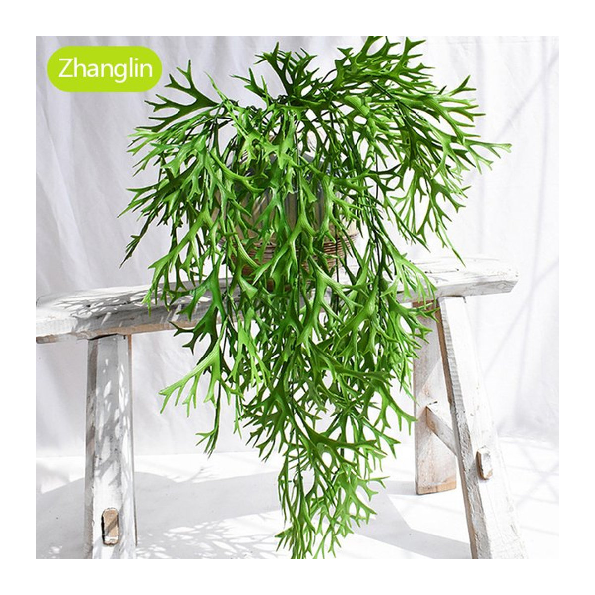 Zhanglin Künstliche Sukkulenten und Farne in Grün als Wandbehang zur Dekoration, Breite: 80 cm - Bild 1