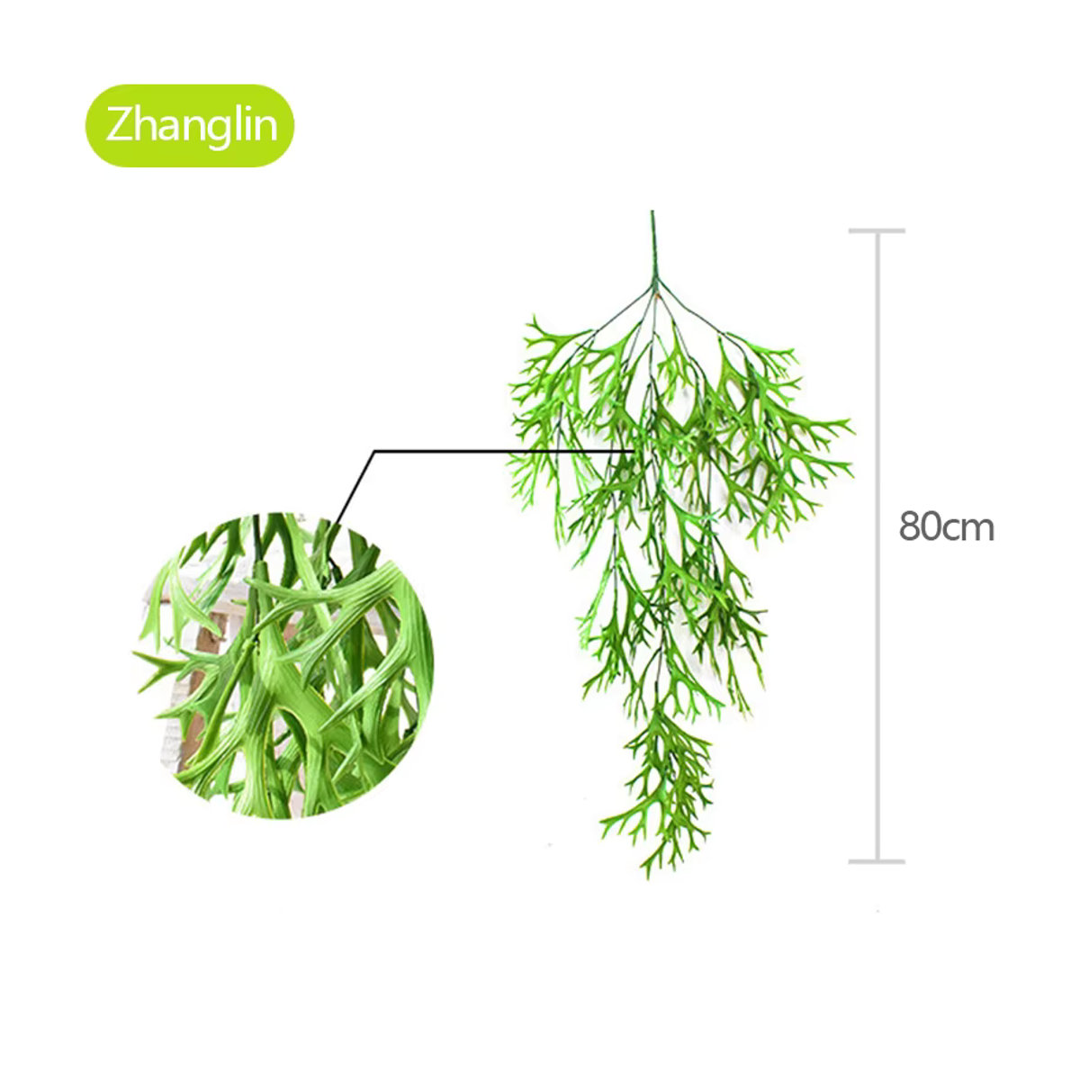 Zhanglin Künstliche Sukkulenten und Farne in Grün als Wandbehang zur Dekoration, Breite: 80 cm - Bild 3
