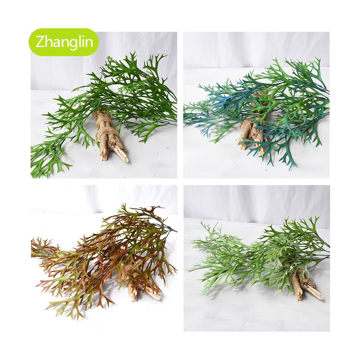 Zhanglin Künstliche Sukkulenten und Farne in Grün als Wandbehang zur Dekoration, Breite: 80 cm - Bild 4