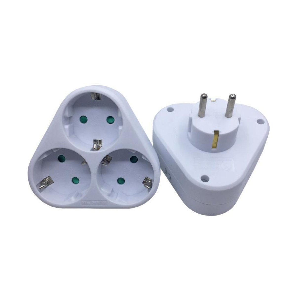 zhishangyoupin 3-in-1 Steckeradapter Typ F Weiß Minimalistisch 16A EU Wandsteckdosen-Erweiterung mit 4,8mm Pins - Bild 2