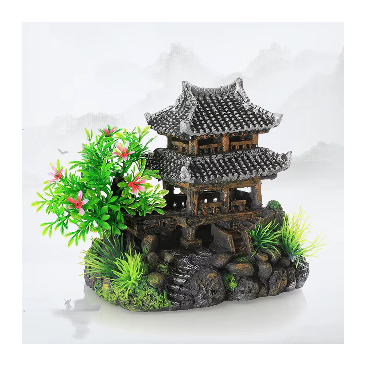 ZHIYANG Aquarium Dekoration Haus aus Kunstharz in mehrfarbigem orientalischem Design - Bild 3