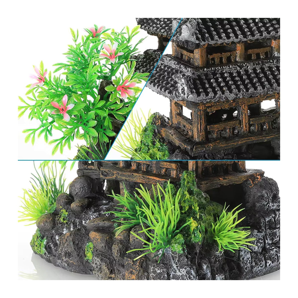 ZHIYANG Aquarium Dekoration Haus aus Kunstharz in mehrfarbigem orientalischem Design - Bild 5