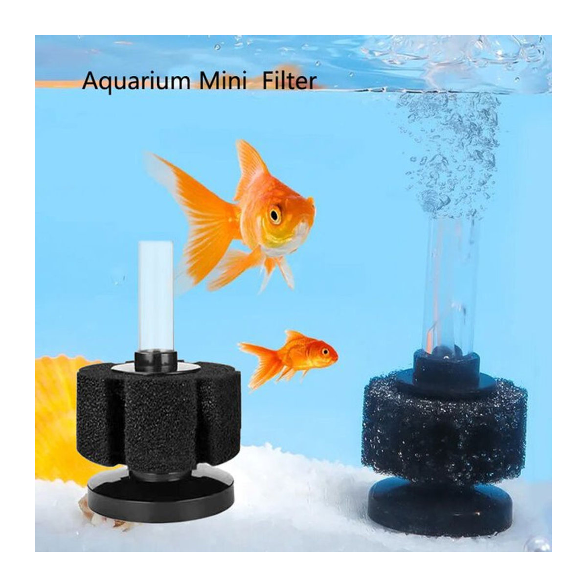 ZHIYANG Mini Aquarium Schwammfilter Schwarz für Garnelen und Teich mit biochemischer Filtration - Bild 1