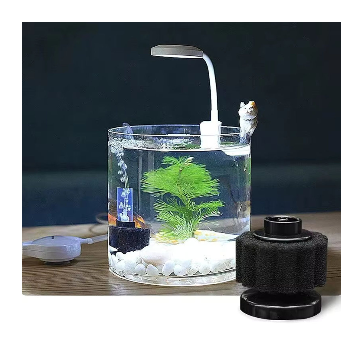 ZHIYANG Mini Aquarium Schwammfilter Schwarz für Garnelen und Teich mit biochemischer Filtration - Bild 3