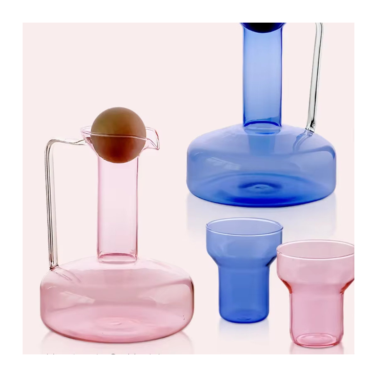 ZHUOJI Glas Wasserkocher Set im Nordic Stil mit blauem Becher, 1500 ml - Bild 2