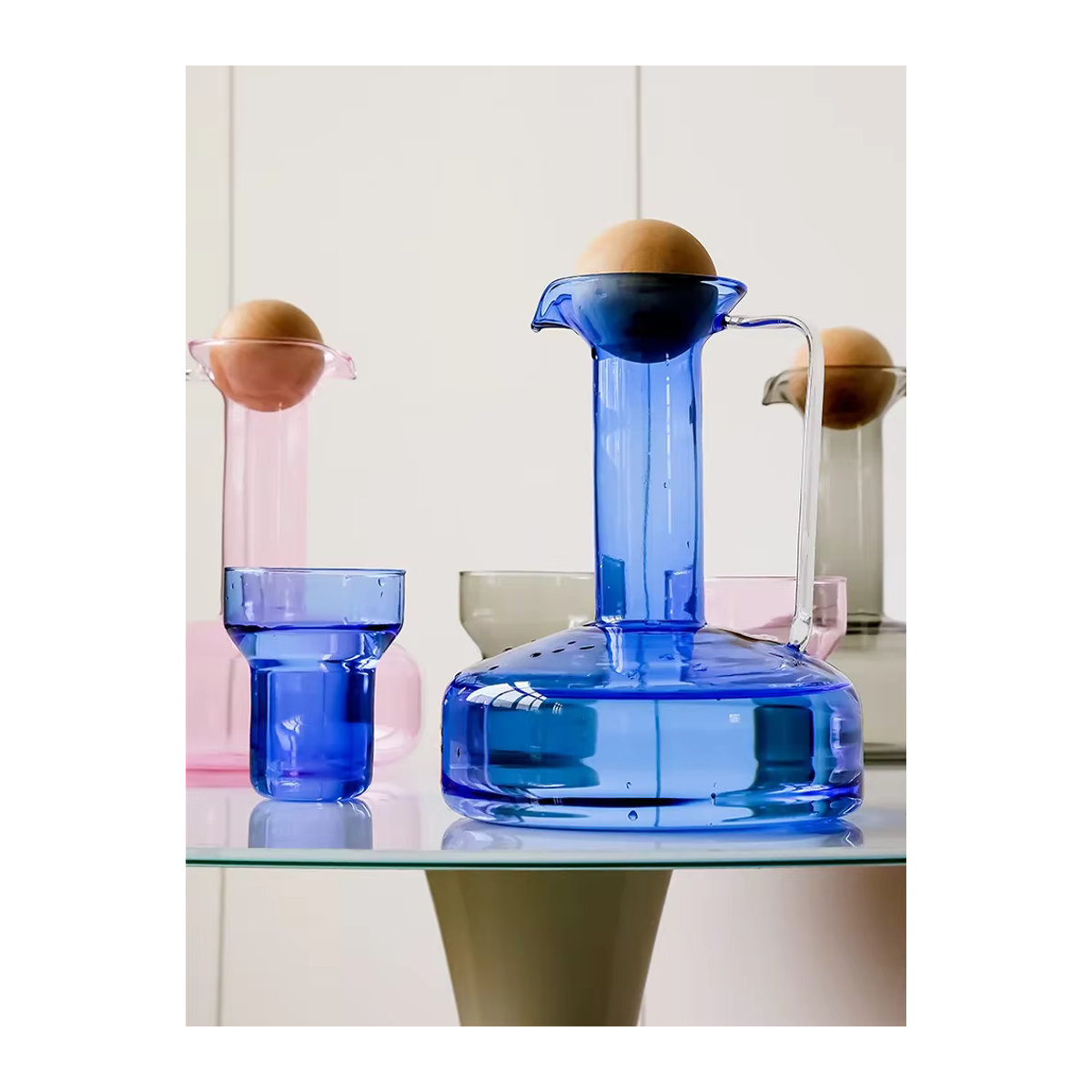 ZHUOJI Glas Wasserkocher Set im Nordic Stil mit blauem Becher, 1500 ml - Bild 6