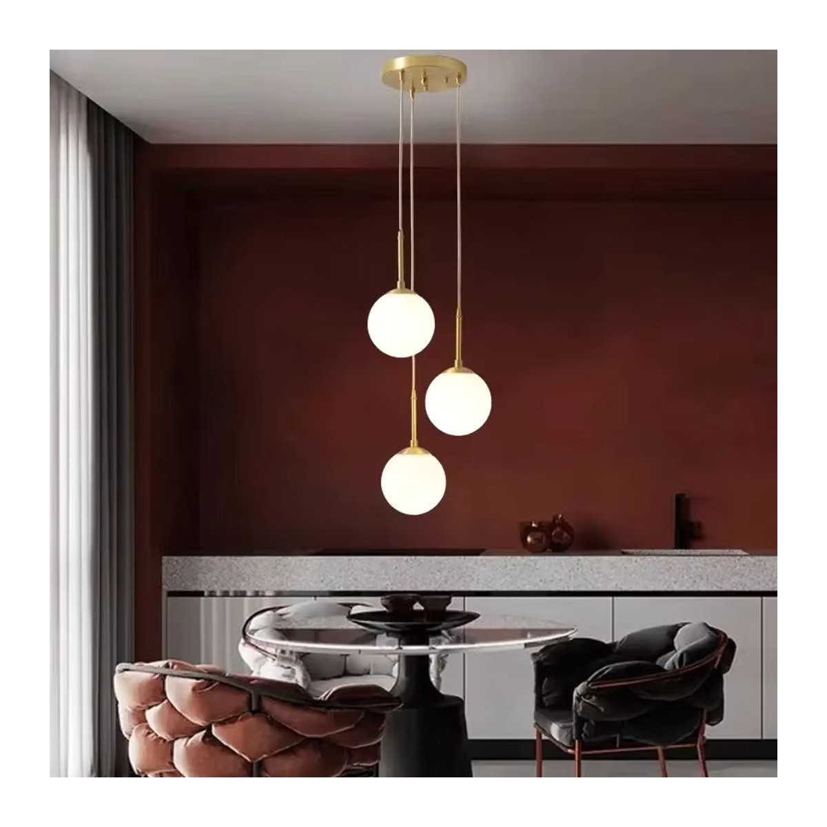 ZIMULONG Moderne LED Glas Pendelleuchte in Schwarz und Weiß mit Milchglas-Kugeln als Kronleuchter für Esszimmer und Schlafzimmer - Bild 2