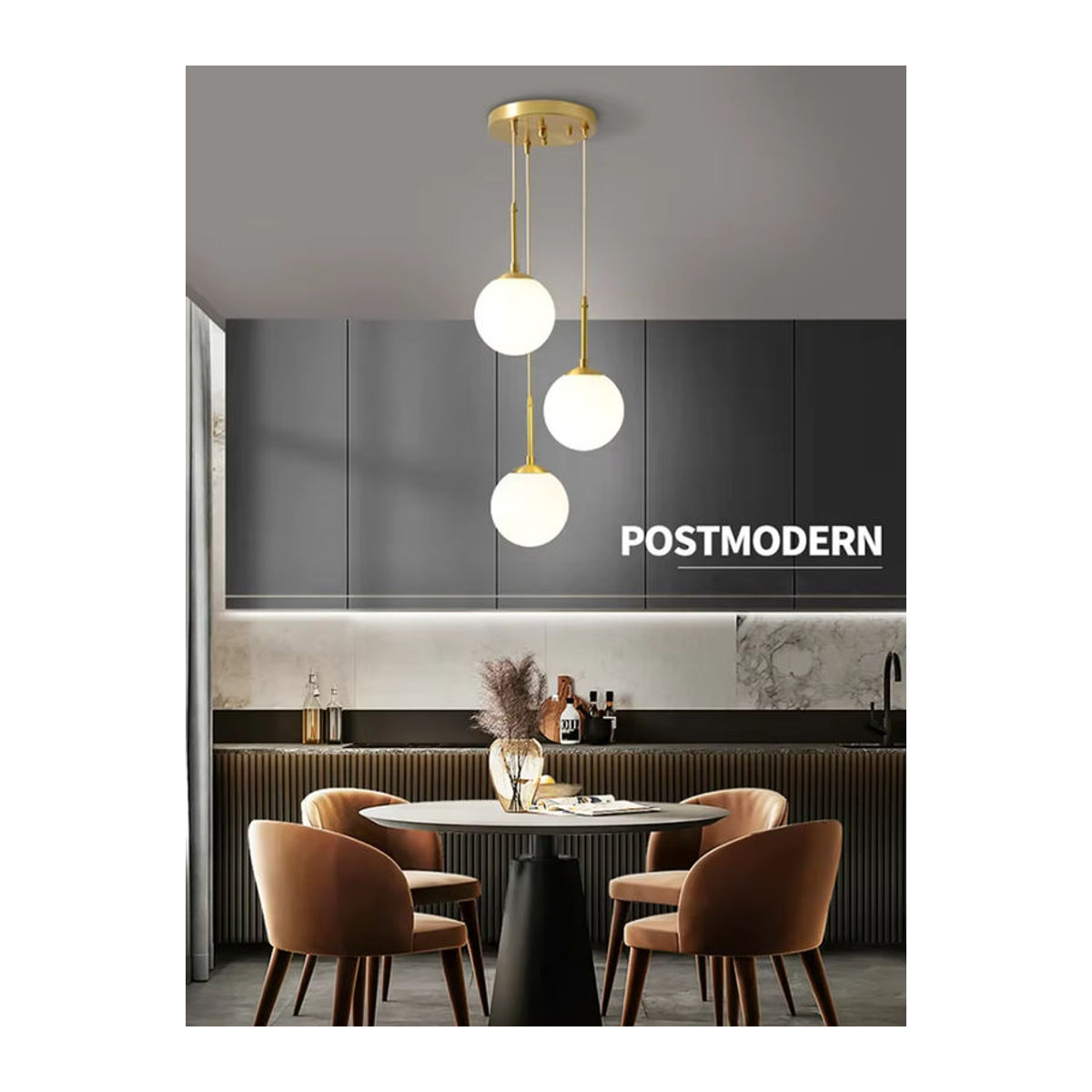 ZIMULONG Moderne LED Glas Pendelleuchte in Schwarz und Weiß mit Milchglas-Kugeln als Kronleuchter für Esszimmer und Schlafzimmer - Bild 7