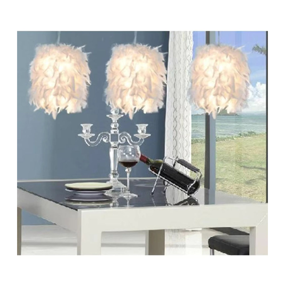 ZIMULONG Moderne Pendelleuchte in Weiß mit flauschigem Fell-Design für Schlafzimmer und Wohnräume - Bild 5