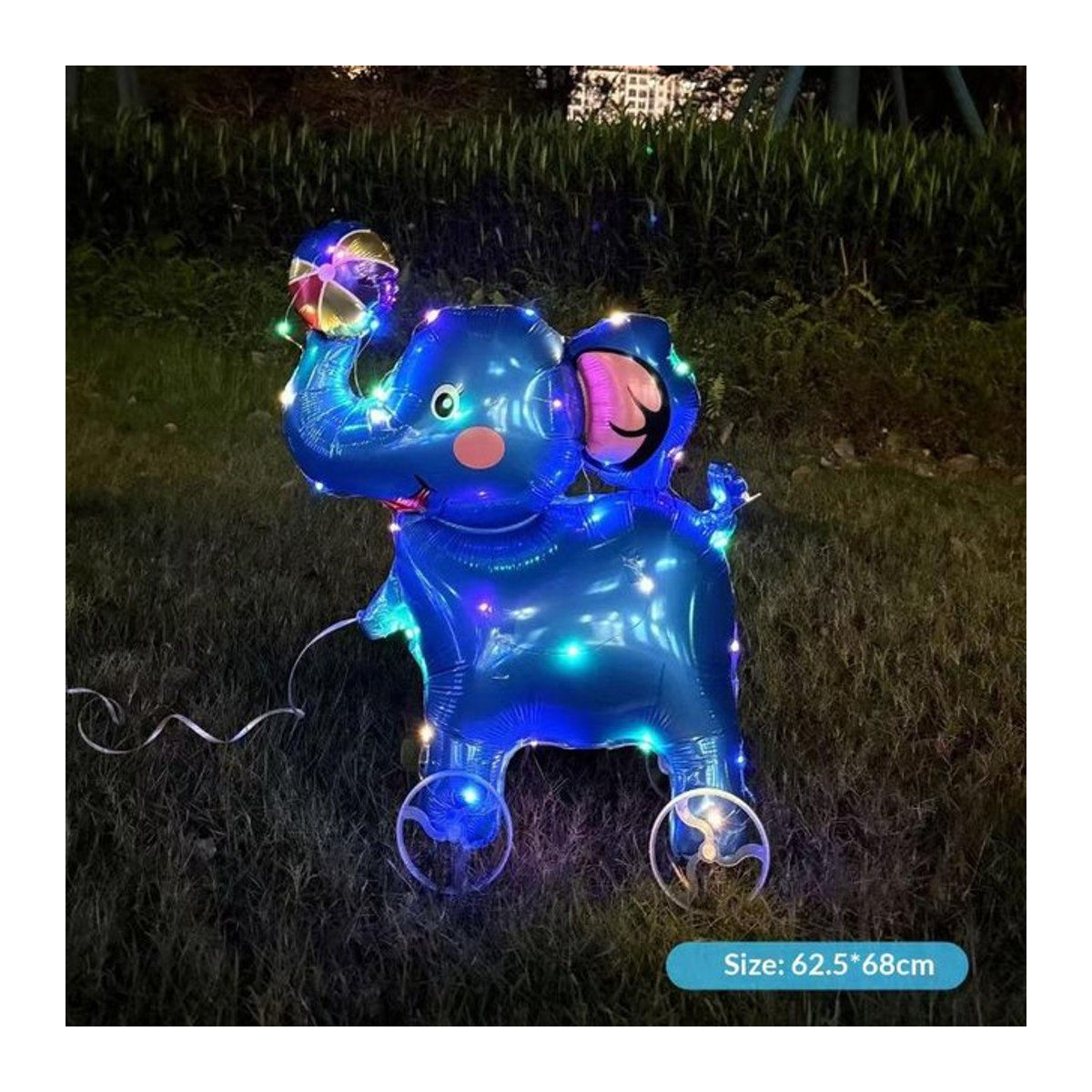 Ziper 4D-Cartoon-Leuchtfolienballons Elefant in Blau für Kindergeburtstage und Babypartys - Bild 1