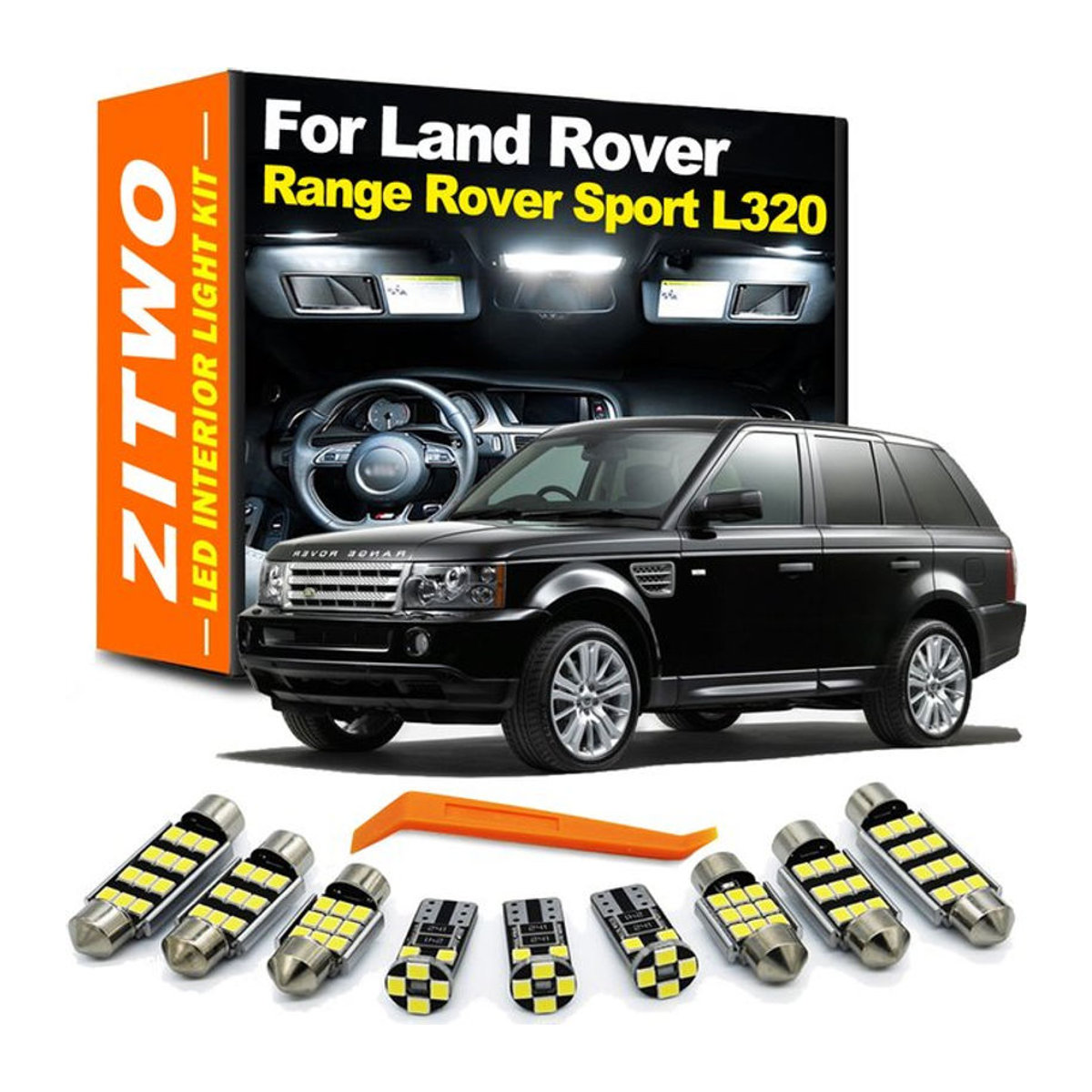 ZITWO 14-teiliges LED Innenbeleuchtungs-Set für Land Rover Range Rover Sport L320 2005-2013 mit Canbus-System für Dach-, Lese-, Kofferraum- und Fußraumlampen - Bild 1