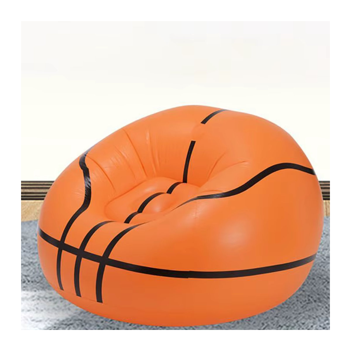 ZJMZYM Aufblasbarer Sitzsack aus PVC in Orange mit geometrischem Design für Indoor und Freizeit - Bild 2