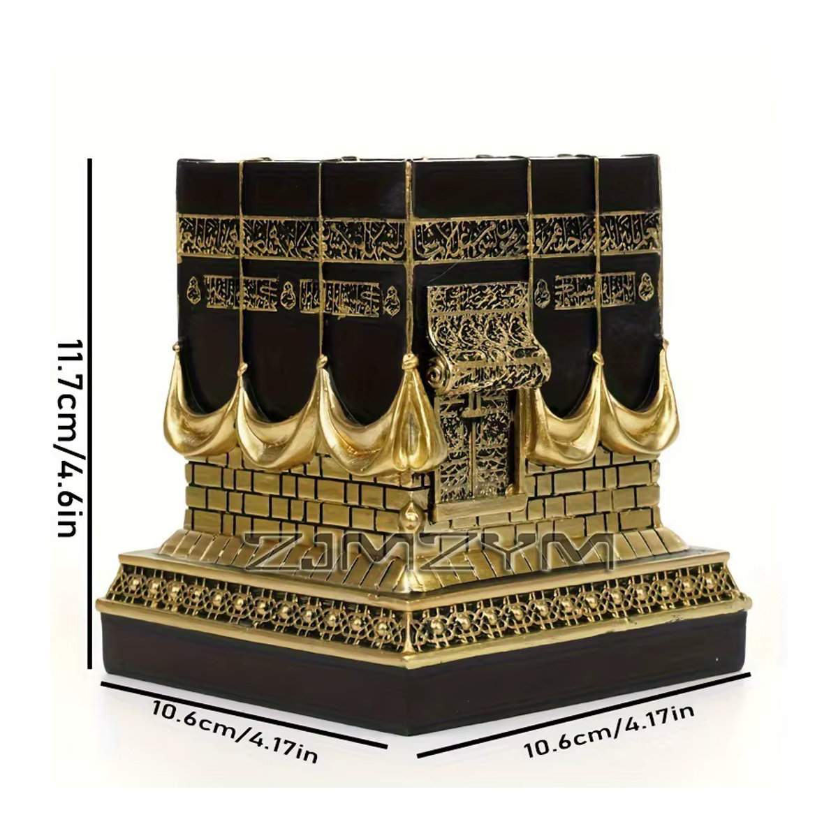 ZJMZYM Kaaba-Nachbildungsmodell aus Metall und Resin in Silber, Schwarz und Gold als islamische Dekoration für Ramadan und Eid - Bild 4