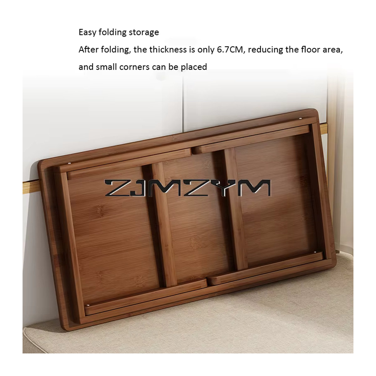 ZJMZYM Klappbarer Couchtisch aus Holz in Natur, rechteckiger niedriger Tatami-Tisch im minimalistischen Design - Bild 4