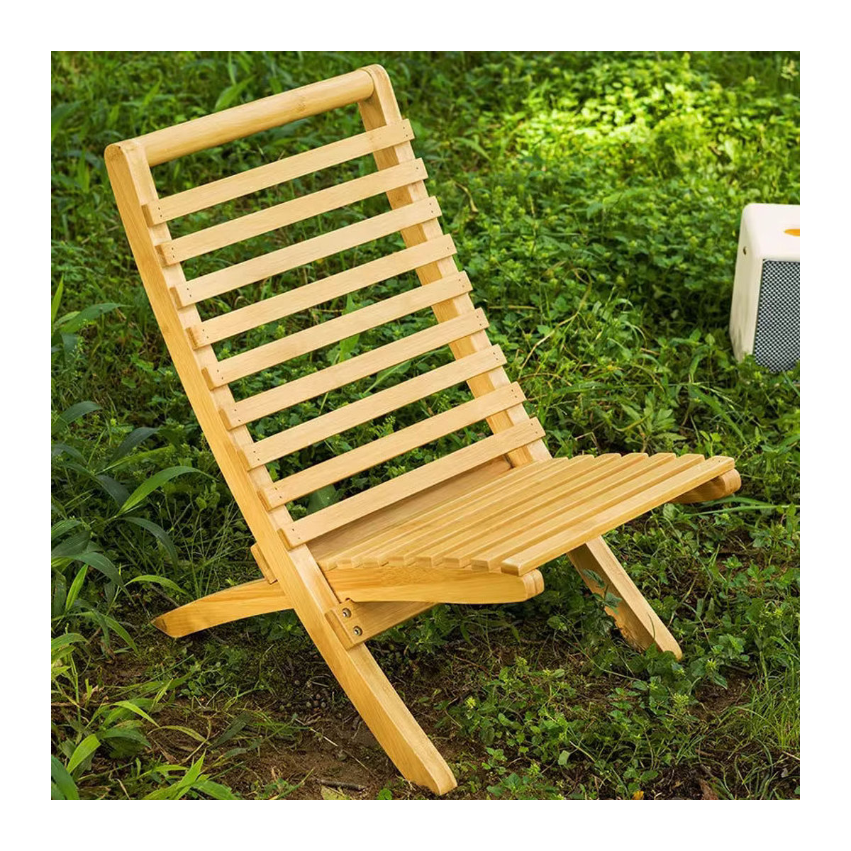 ZJMZYM Minimalistischer Gartenstuhl aus Holz in Braun, zusammenklappbarer Campingstuhl und Relaxstuhl für Freizeit und Balkon - Bild 2