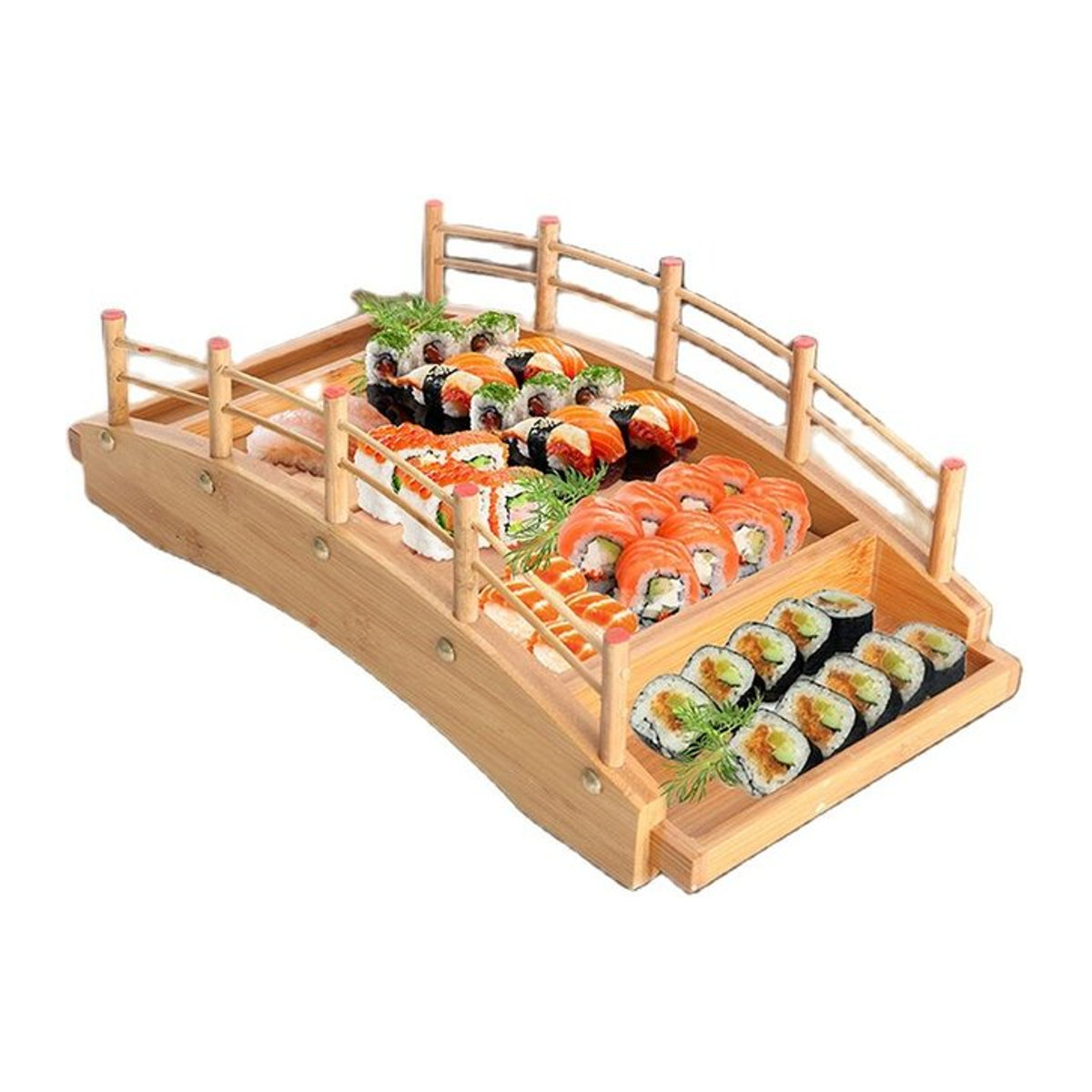 ZJMZYM Sushi-Präsentationsplatte aus Kiefernholz in Braun im orientalischen Design als dekoratives Sushi-Boot - Bild 1