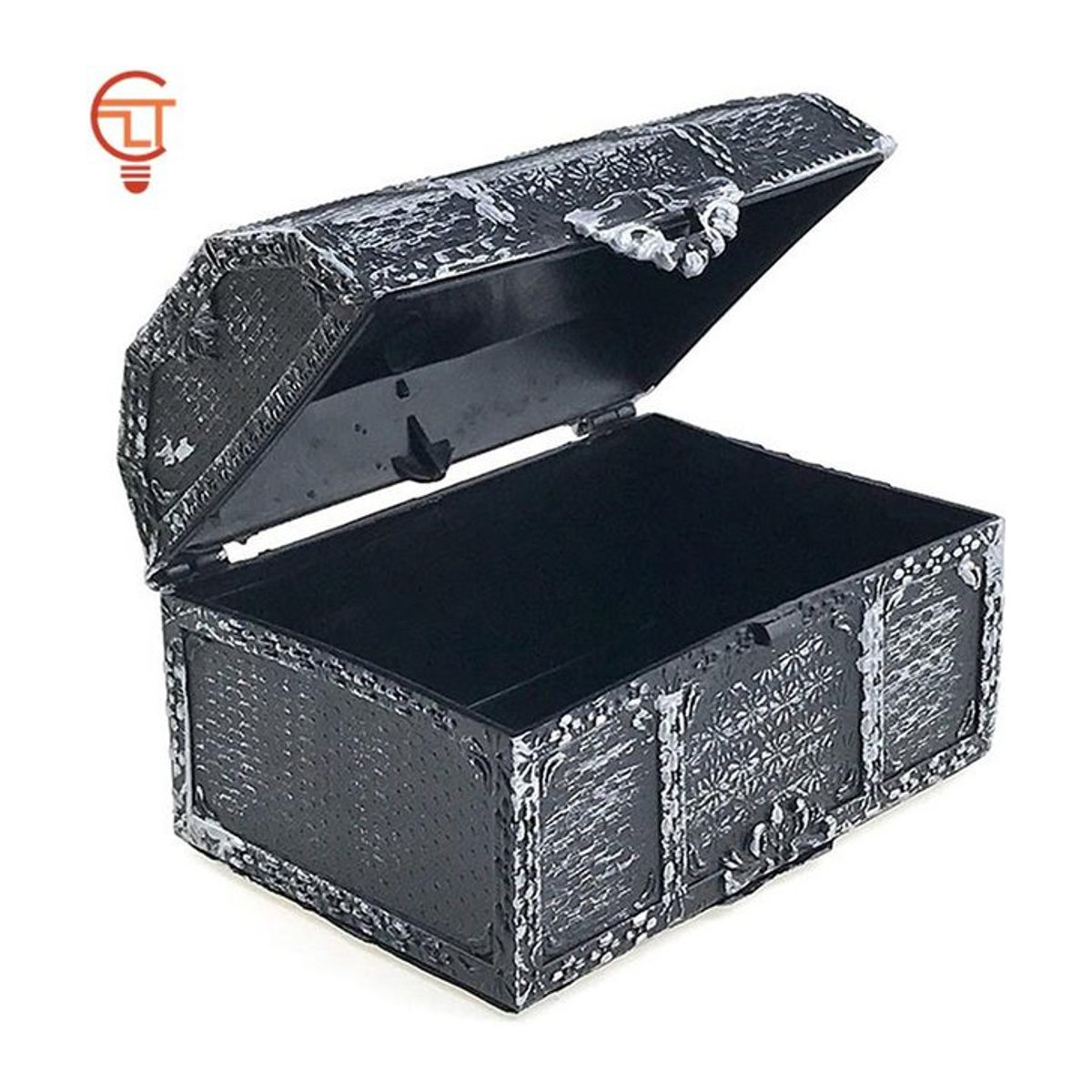 ZLinKJ Retro Piraten Schatzkiste aus Kunststoff in Schwarz für Schmuck und Edelsteine, B/T/H: 10,2 x 7 x 6,3 cm - Bild 1