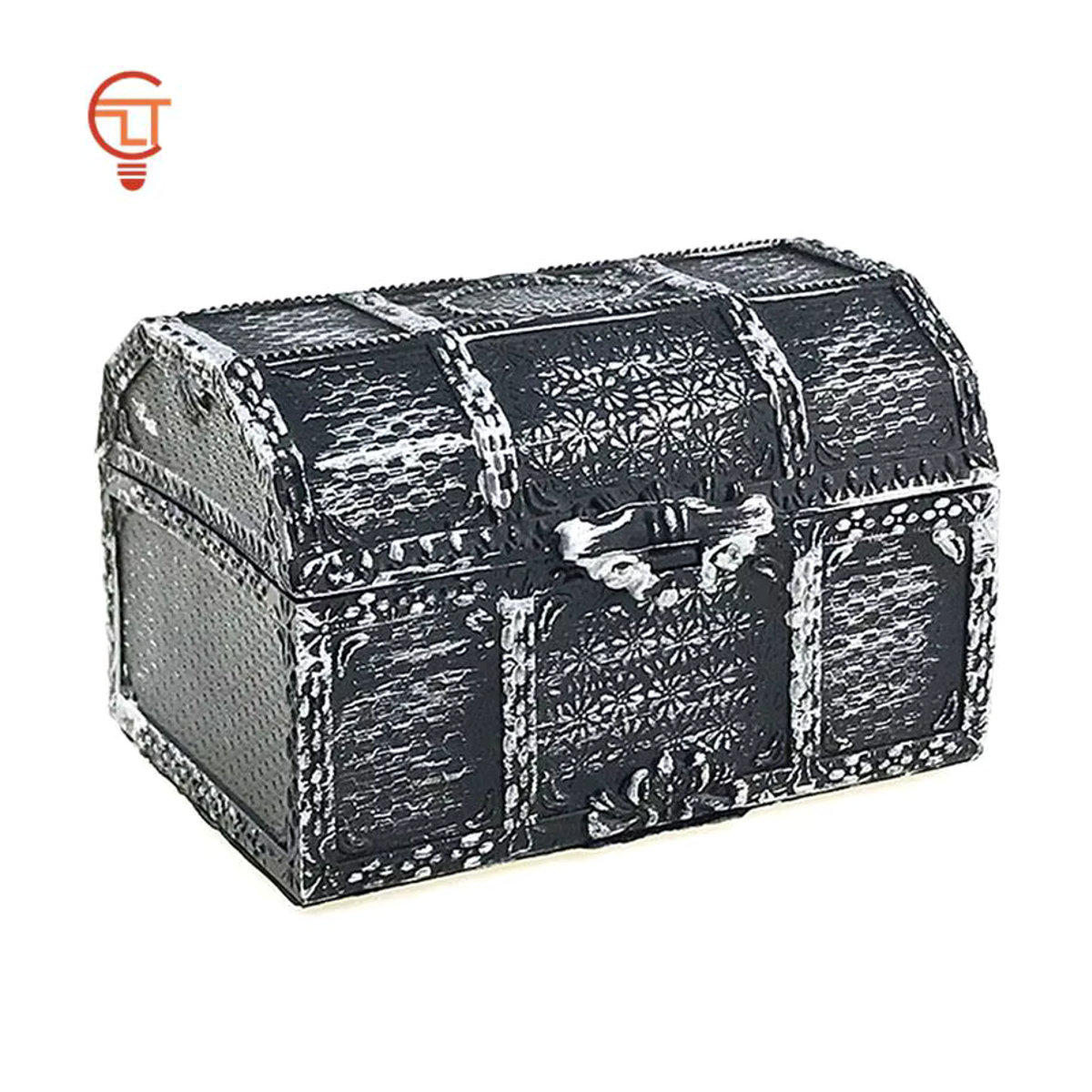ZLinKJ Retro Piraten Schatzkiste aus Kunststoff in Schwarz für Schmuck und Edelsteine, B/T/H: 10,2 x 7 x 6,3 cm - Bild 2