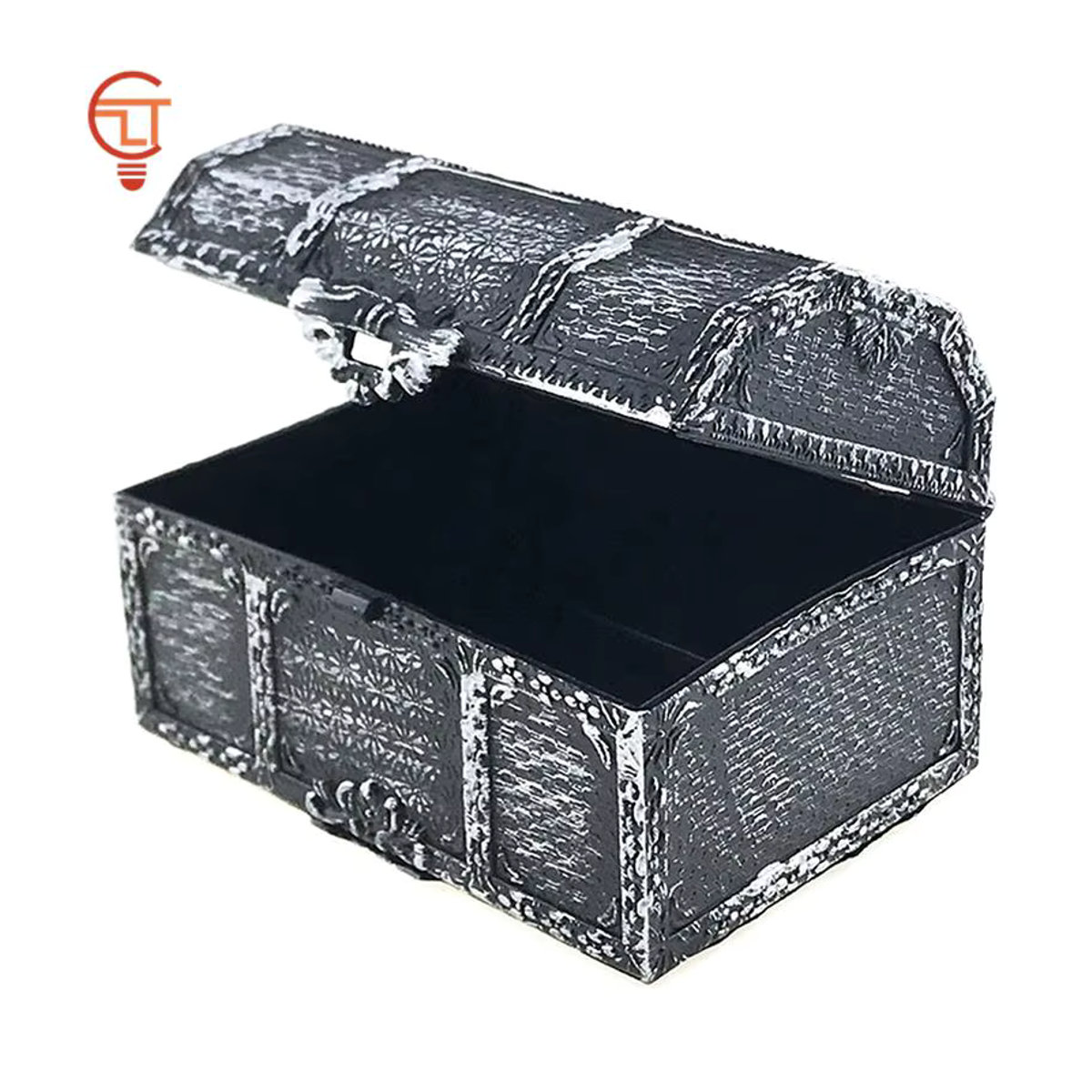 ZLinKJ Retro Piraten Schatzkiste aus Kunststoff in Schwarz für Schmuck und Edelsteine, B/T/H: 10,2 x 7 x 6,3 cm - Bild 3