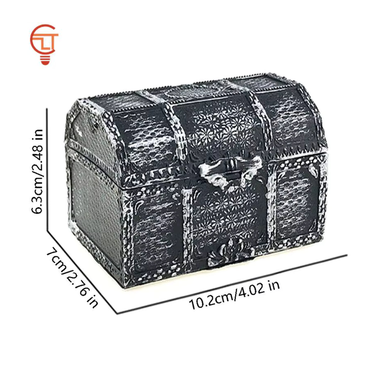 ZLinKJ Retro Piraten Schatzkiste aus Kunststoff in Schwarz für Schmuck und Edelsteine, B/T/H: 10,2 x 7 x 6,3 cm - Bild 4
