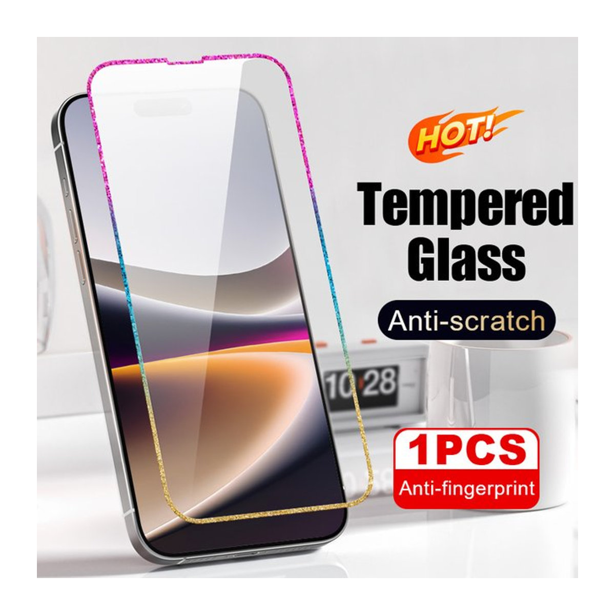 ZLNHIV Glitter Schutzhülle mit gehärtetem Glas für iPhone 15 Plus 14 13 12 Mini 11 Pro Max X XS XR transparent - Bild 1