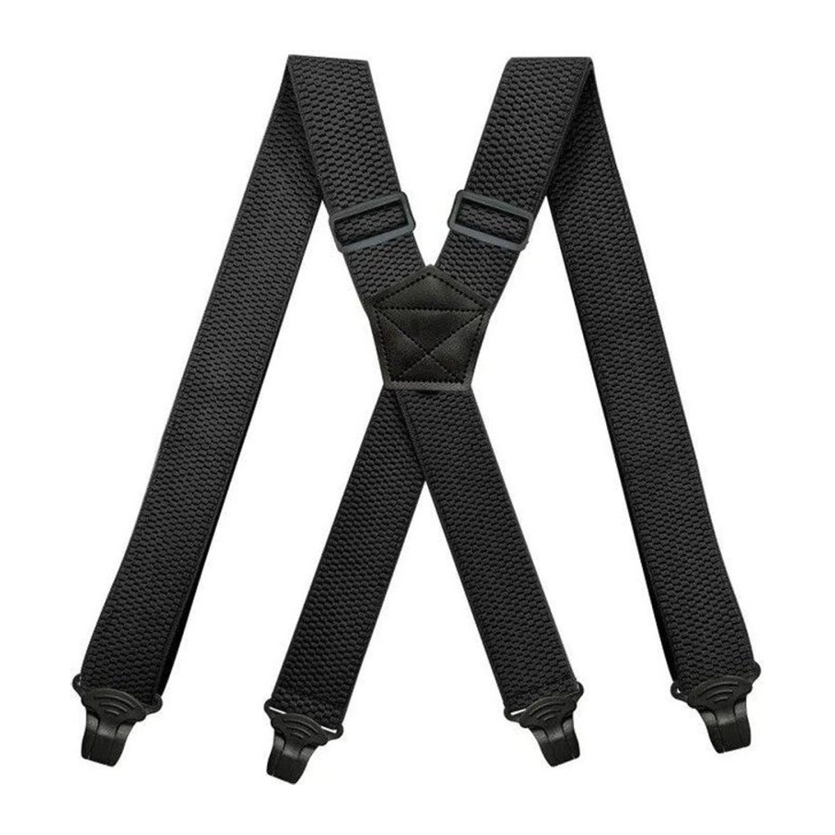 ZLQ&GOU Arbeits-Hosenträger in Schwarz mit X-Rücken, 3,8 cm Breite, elastisch und verstellbar mit 4 Kunststoff-Greifverschlüssen - Bild 1