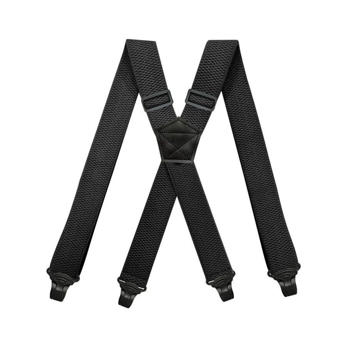 ZLQ&GOU Arbeits-Hosenträger in Schwarz mit X-Rücken, 3,8 cm Breite, elastisch und verstellbar mit 4 Kunststoff-Greifverschlüssen - Bild 2