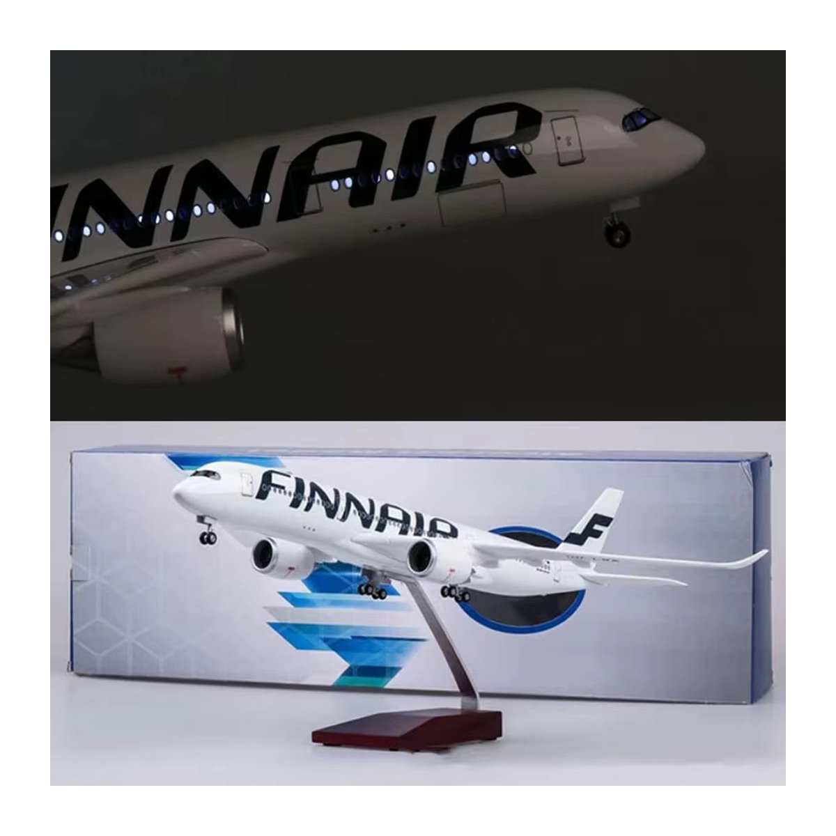 ZOCO Airbus A350 Modellflugzeug Finnair Airline in Weiß, Maßstab 1/142, Länge: 47 cm, aus Kunststoff und Kunstharz - Bild 2