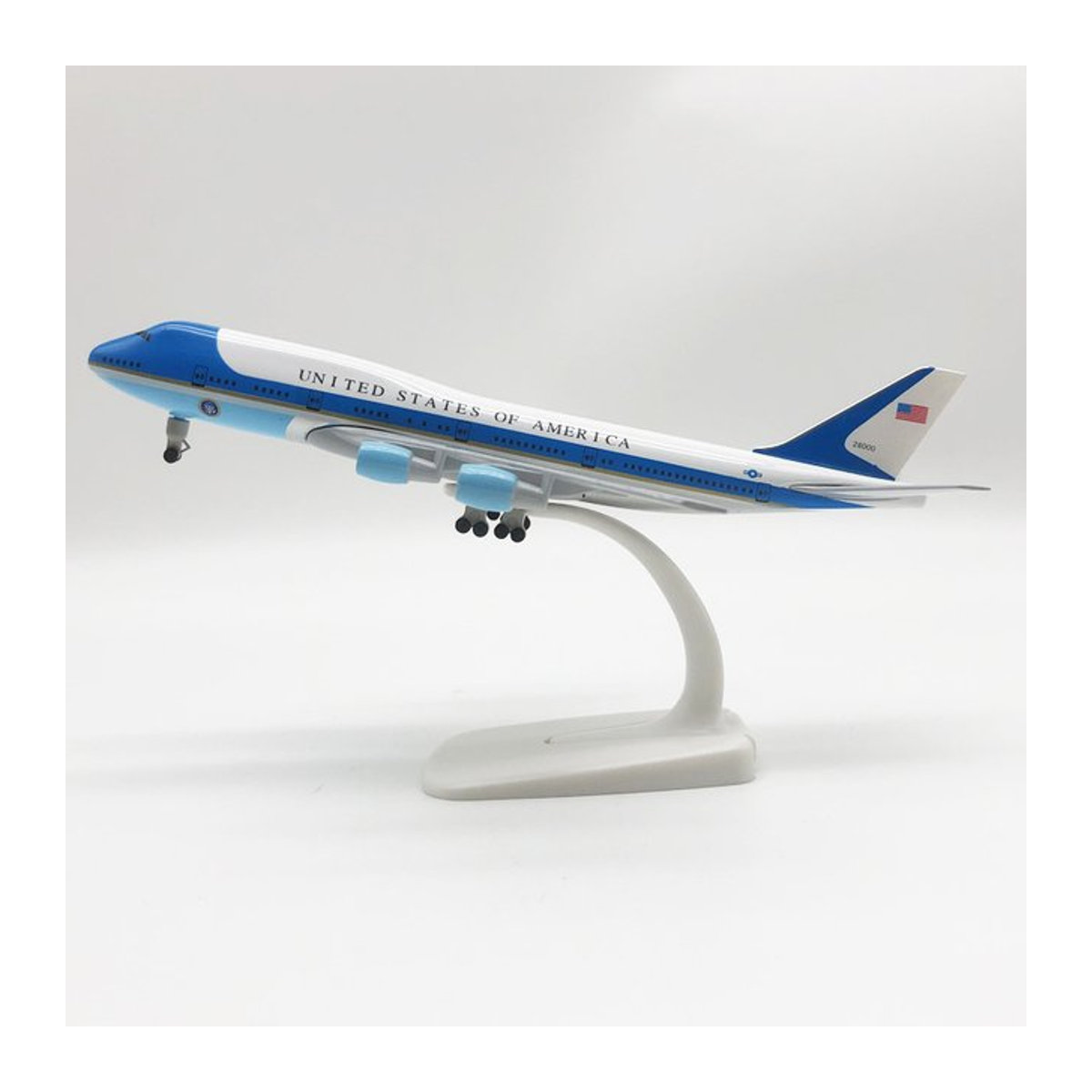 ZOCO B747 Air Force One Modellflugzeug aus Metalldruckguss in Blau und Weiß, Länge: 20 cm - Bild 1
