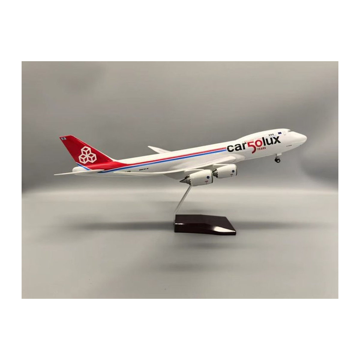 ZOCO B747 Luxembourg Cargo Airway Modellflugzeug aus Kunstharz mit Ständer, weißes Flugzeugmodell zur Dekoration und zum Sammeln, 47 cm - Bild 1