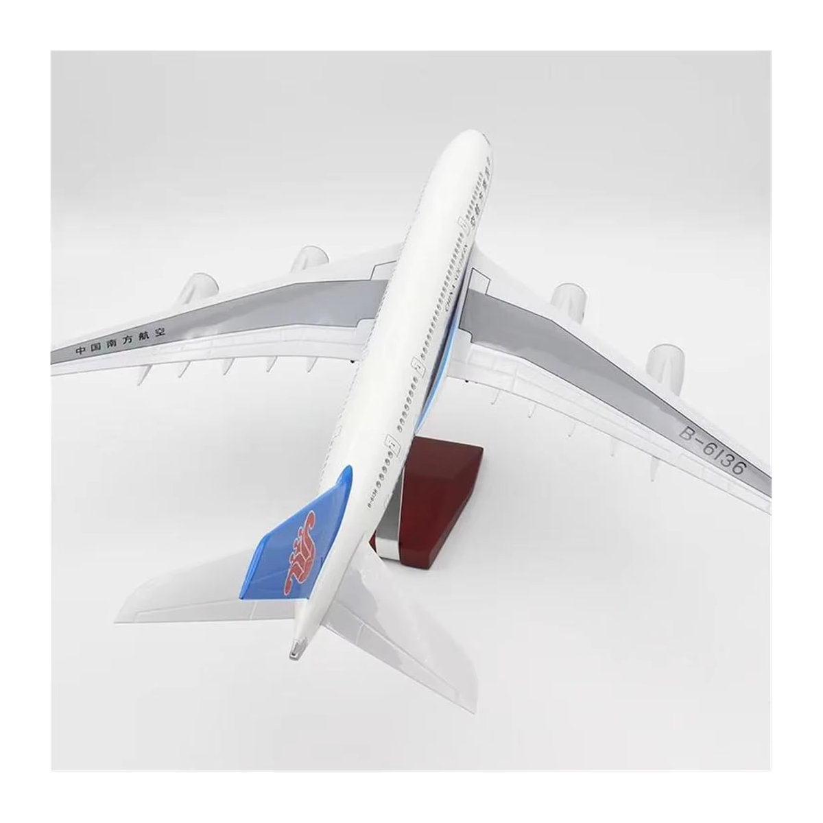 ZOCO Flugzeugmodell A380 China Southern Airlines in Weiß und Blau, Maßstab 1:160, Kunstharz-Druckguss mit LED-Licht, Länge: 47 cm - Bild 2