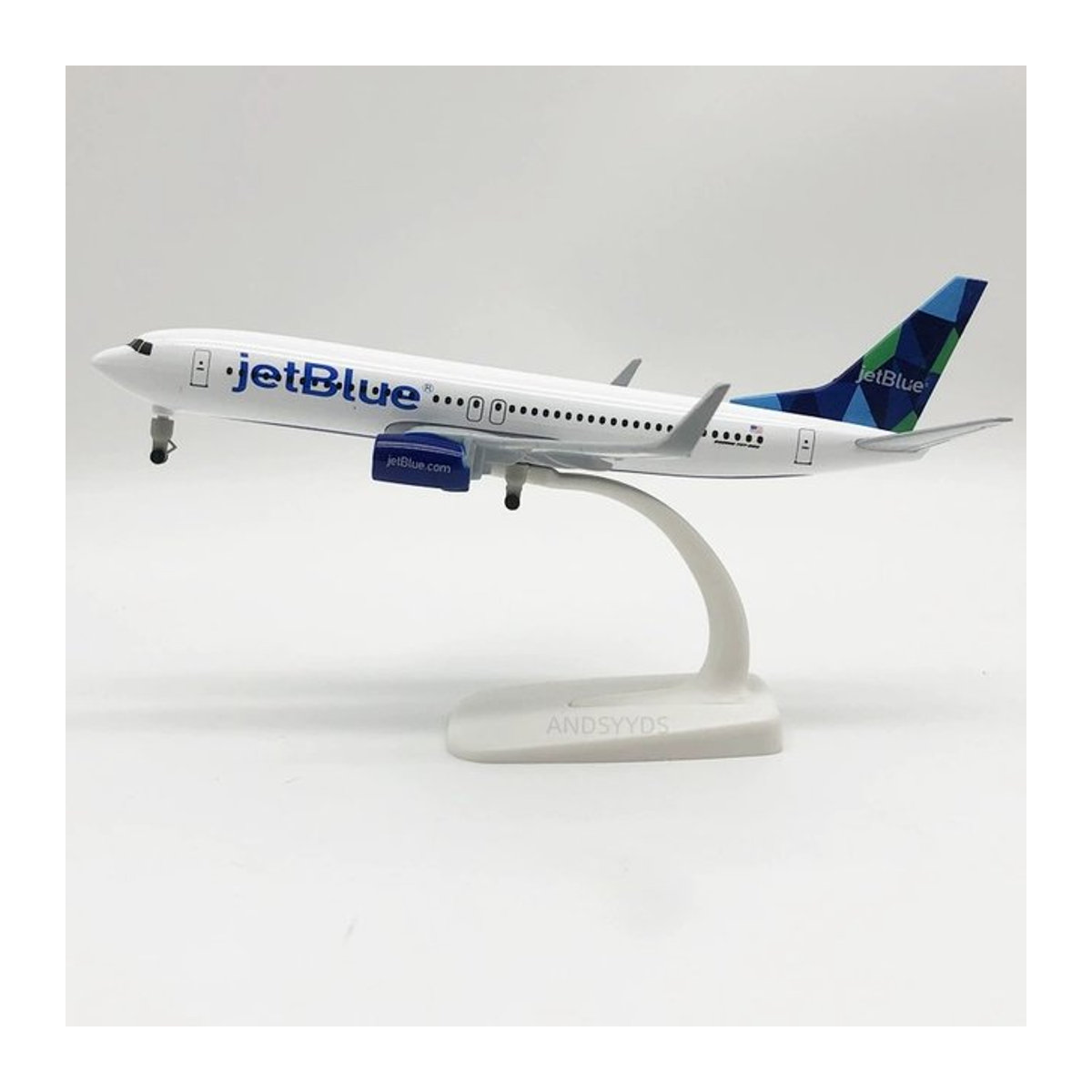 ZOCO JetBlue Airlines B737 Flugzeug Modell aus Metall, Blau/Weiß, Länge: 20 cm - Bild 1