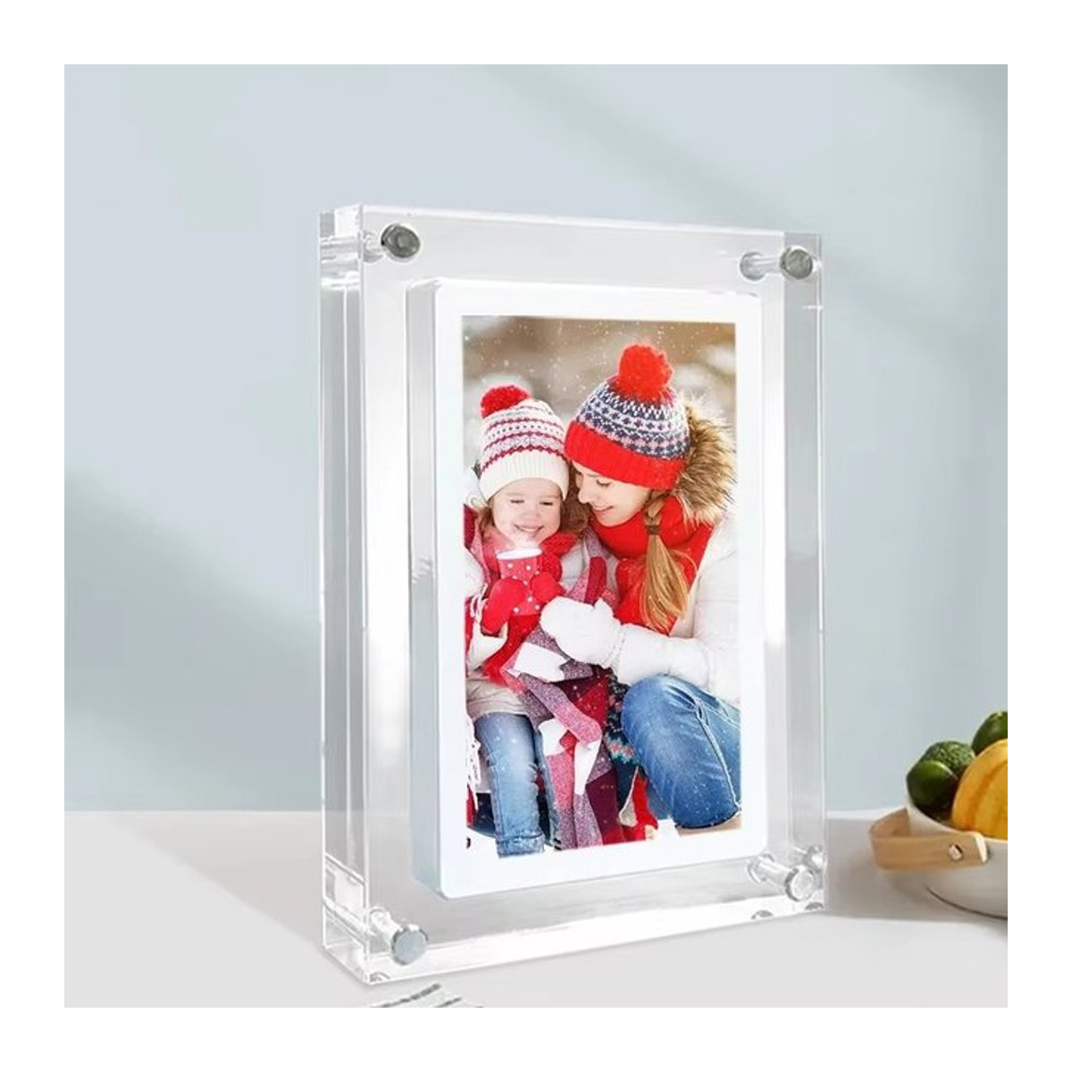 Zoeydam Digitaler Acryl-Fotorahmen mit 5 Zoll IPS-Display, Bewegungssensor und Akku, transparentes Design für die Tischaufstellung - Bild 1