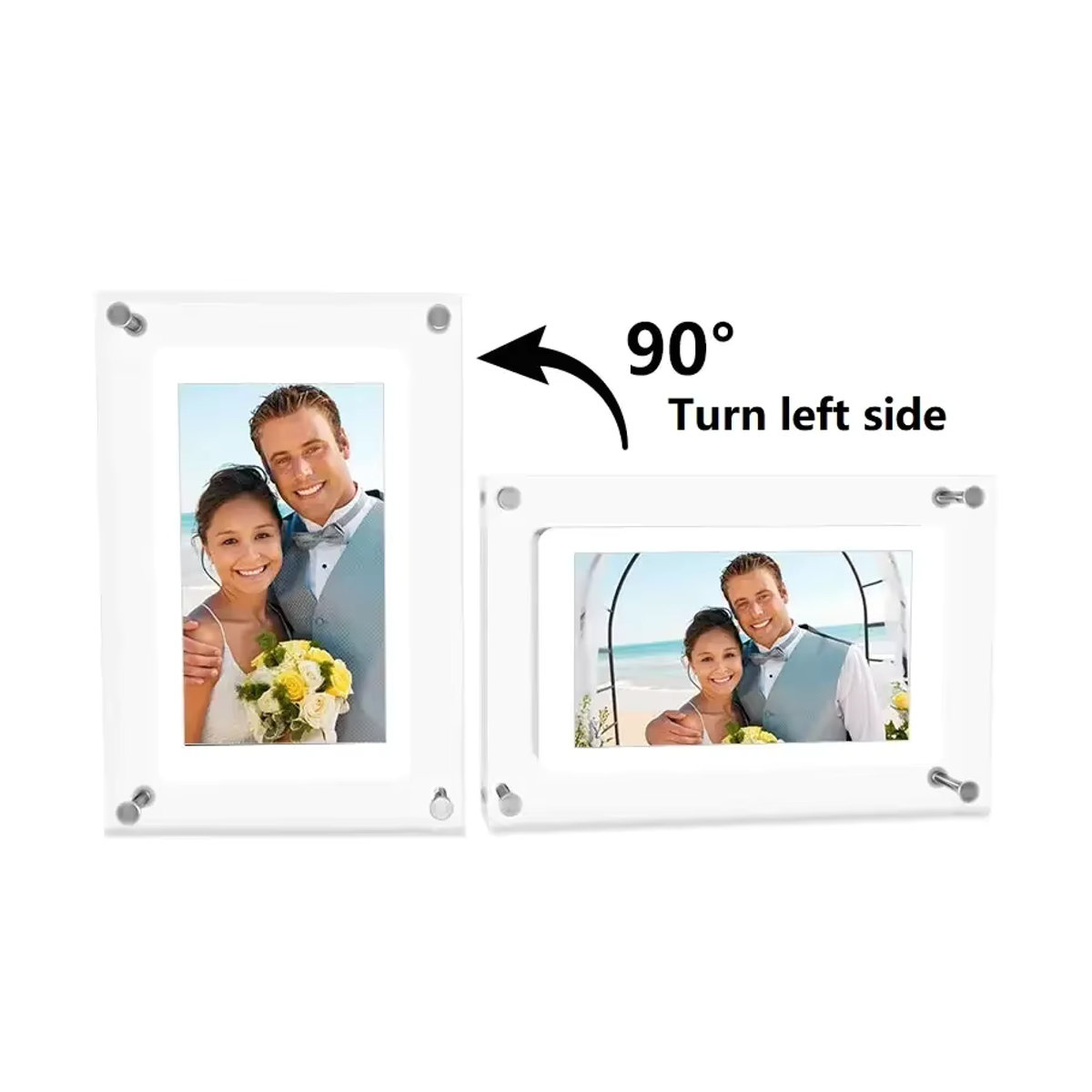 Zoeydam Digitaler Acryl-Fotorahmen mit 5 Zoll IPS-Display, Bewegungssensor und Akku, transparentes Design für die Tischaufstellung - Bild 3