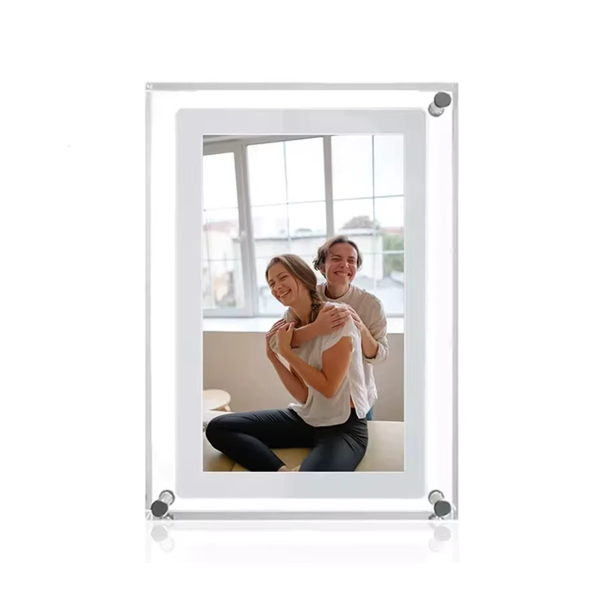 Zoeydam Digitaler Bilderrahmen aus Acryl mit 5 Zoll IPS-Display, transparent, mit Akku und internem Speicher - Bild 6