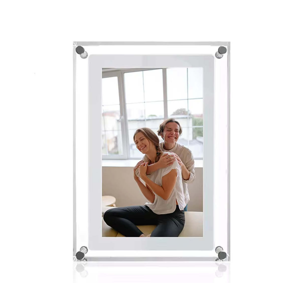 Zoeydam Digitaler Bilderrahmen aus Acryl mit IPS-Bildschirm, 12,7 cm Display, Akku und internem Speicher, transparent - Bild 2